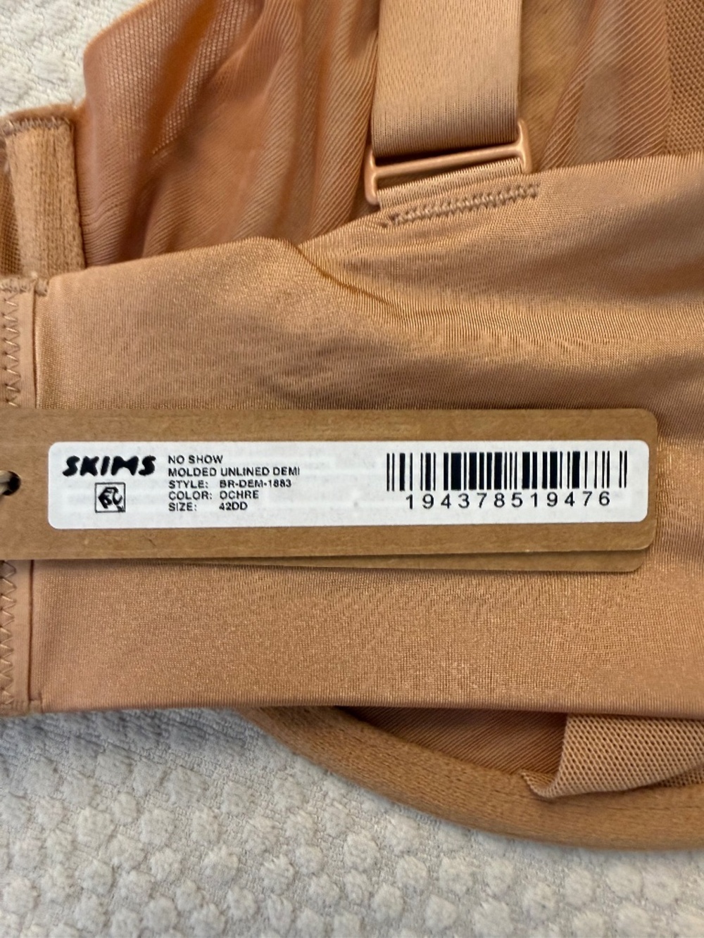 NWT SKIMS No Show Molded Unlined Demi Bra 42DD Ochre Underwire